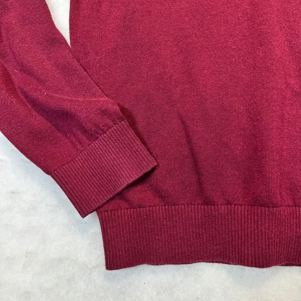 Vineyard Vines‎ Quarter Zip Sweater Mens Medium Burgundy Preppy Cotton Pullover